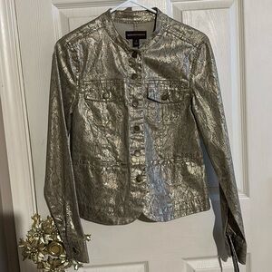 Dana Buchman Graphic pop jacket. Womans size 2. Gold metallic